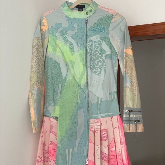 Vintage Custo Barcelona pleated dress multicolored pastel print - Picture 2 of 14